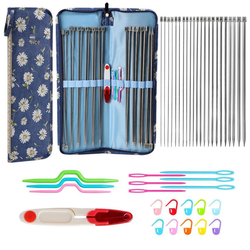 DIY Hand Knitting Tool Set: Stainless Steel Single Point Needles and Accessories