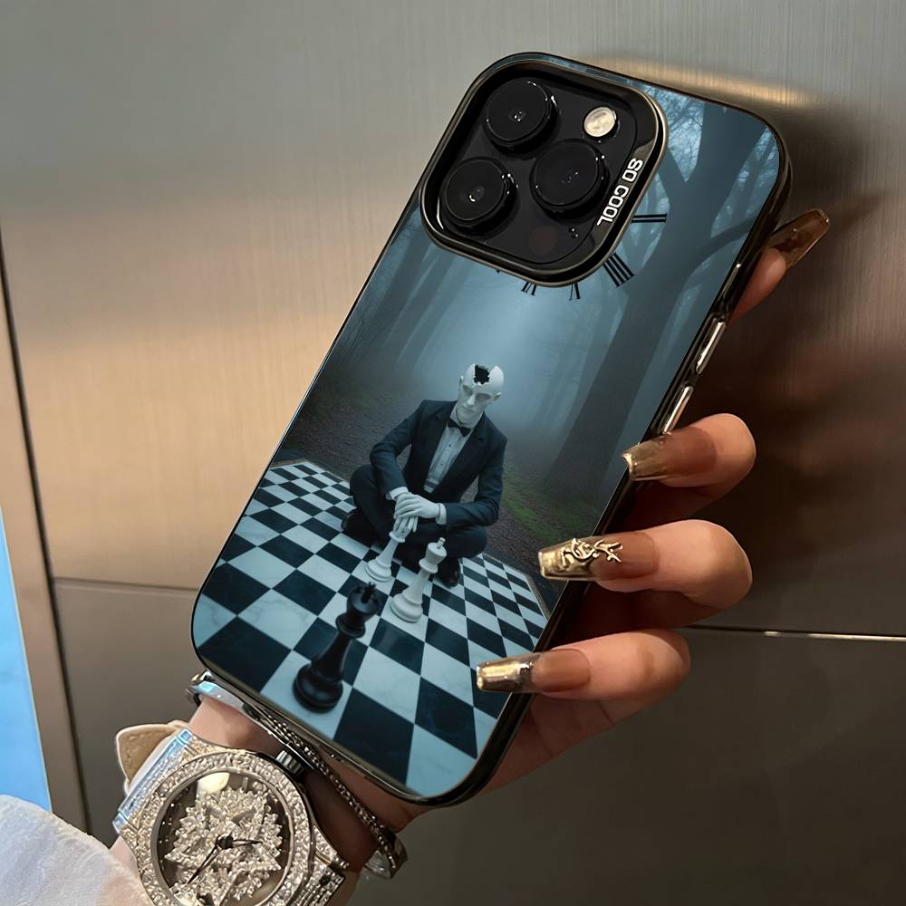 Cool- Chess Art  Phone Case For iPhone 17,16,15,14,13,12,11 Plus Pro Max Colored Silver Phone Case iPhone15plus