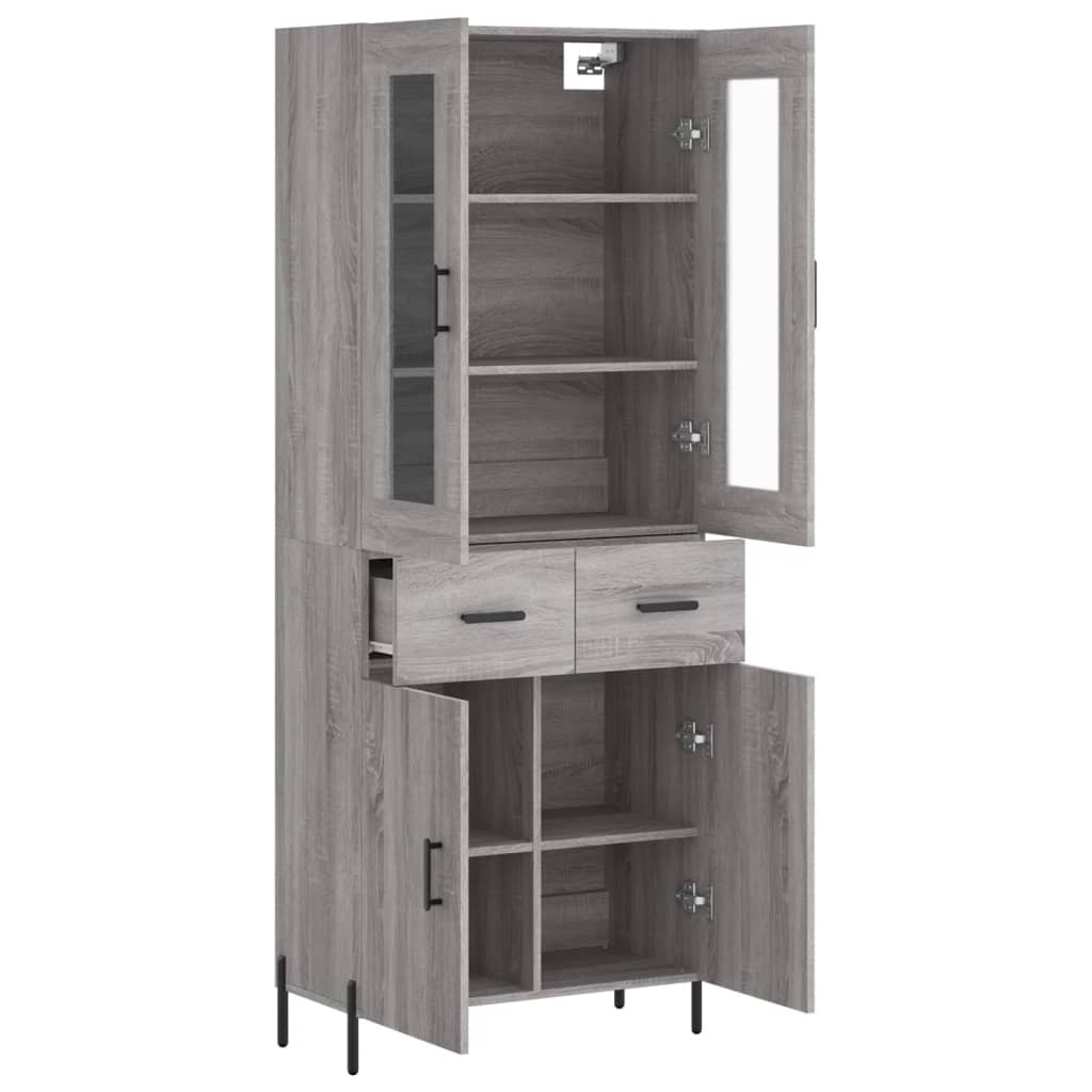 Highboard Gray Sonoma 69.5 X 34 X 180 Cm Particleboard