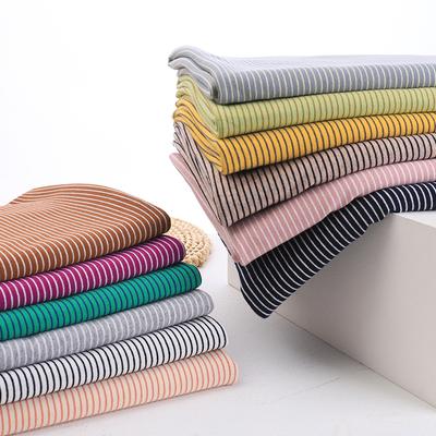3mm+1mm Colorful Stripe 100% Cotton Knitting Elastic Fabric DIY Sewing T-shirt Leggings Clothing Fabric Width 50* 170cm Telas
