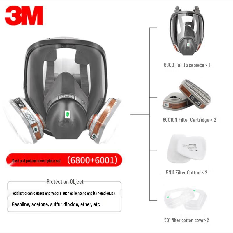 3M 6800 Full Face Reusable Respirator Mask 7-Piece Kit