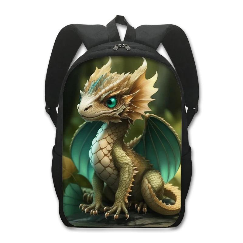 Fantasy Magic Dragon Print Backpack Cartoon Dragon Baby Student Schoolbags Women Men Laptop Rucksack Outdoor Travel Daypack