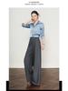 2026 Spring Women's Grey Wide-Leg High-Waisted Drapey Suit Pants, Floor-Length