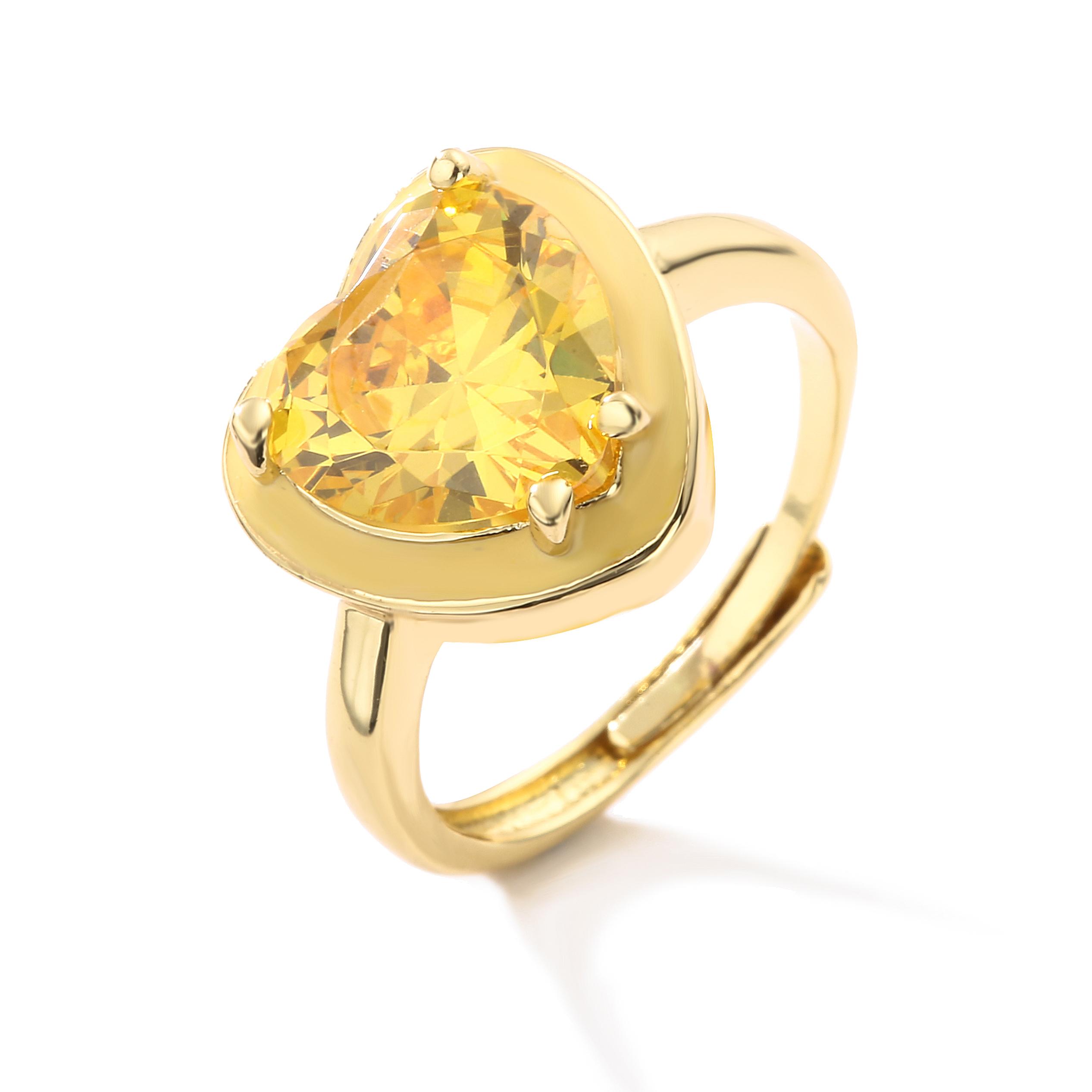 

HECHENG,Summer New Colorful Neon Enamel Open Adjusted Finger Ring For Women Heart Rectangle Fashion Copper Zircon Zircon resizable