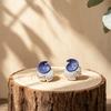 Popular Retro Tone Pure Hand-painted Stud Earrings Pleated Metal Texture Modeling Personality Daily Versatile Earrings