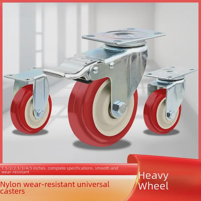 Kraftigt 3-5 tums universellt nylonhjul för vagn med broms