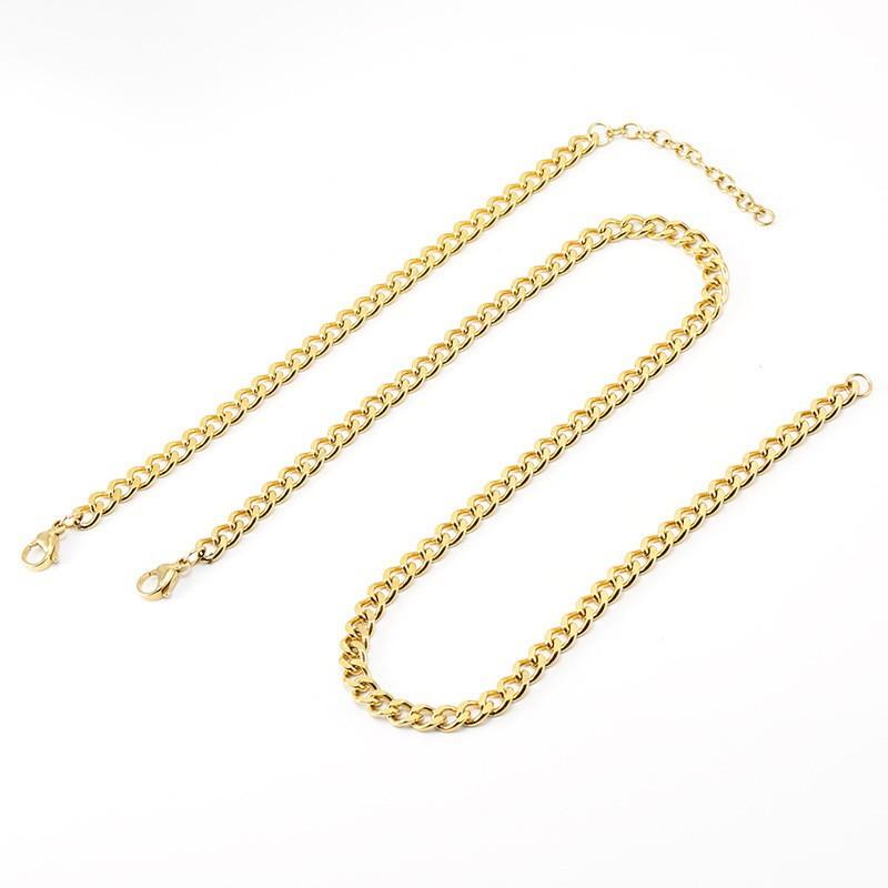 Modny 18K Stal Nierdzewna Kubański Łańcuch Personalizowany Hip Hop Tytanowa Stal Bransoletka Naszyjnik Gładki Łańcuch