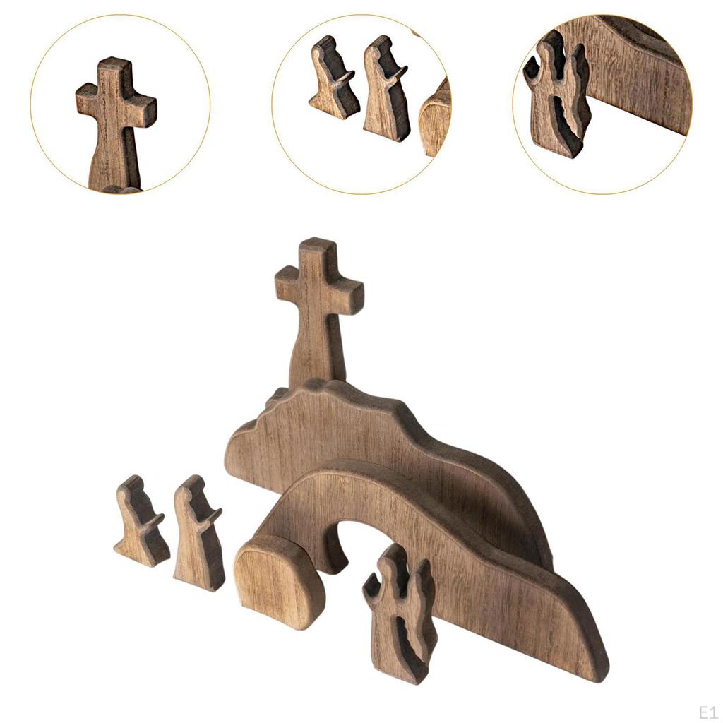 Oster-Szene Holzdekoration Ornament, Leeres Grab Dekor, Christliche Dekoration Leer für