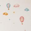 4 Sheets Hot Air Balloons Wall Stickers, Watercolor Hot Air Balloon Clouds Stars Peel And Stick Wall Decal for Nursery, Kids Room, Playroom