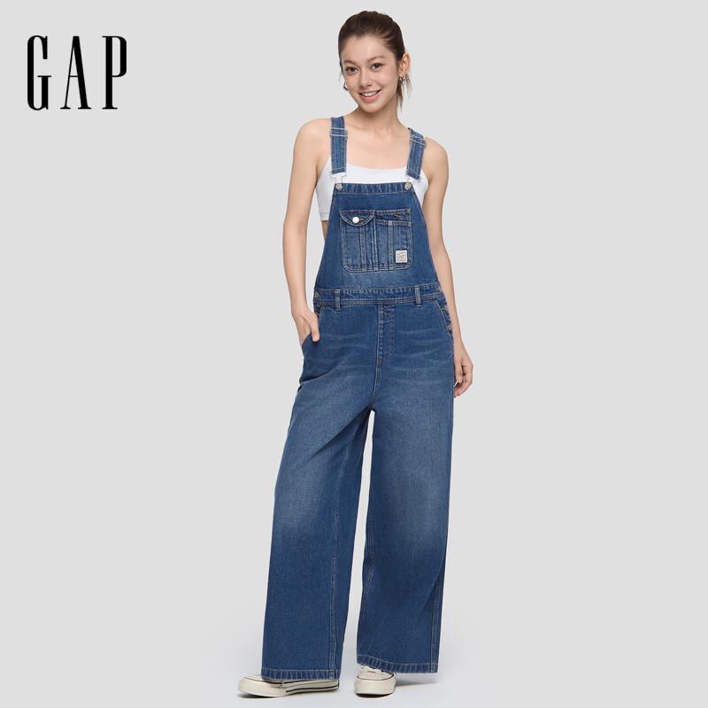 GAP Women's Classic Wide-Leg Denim Overalls