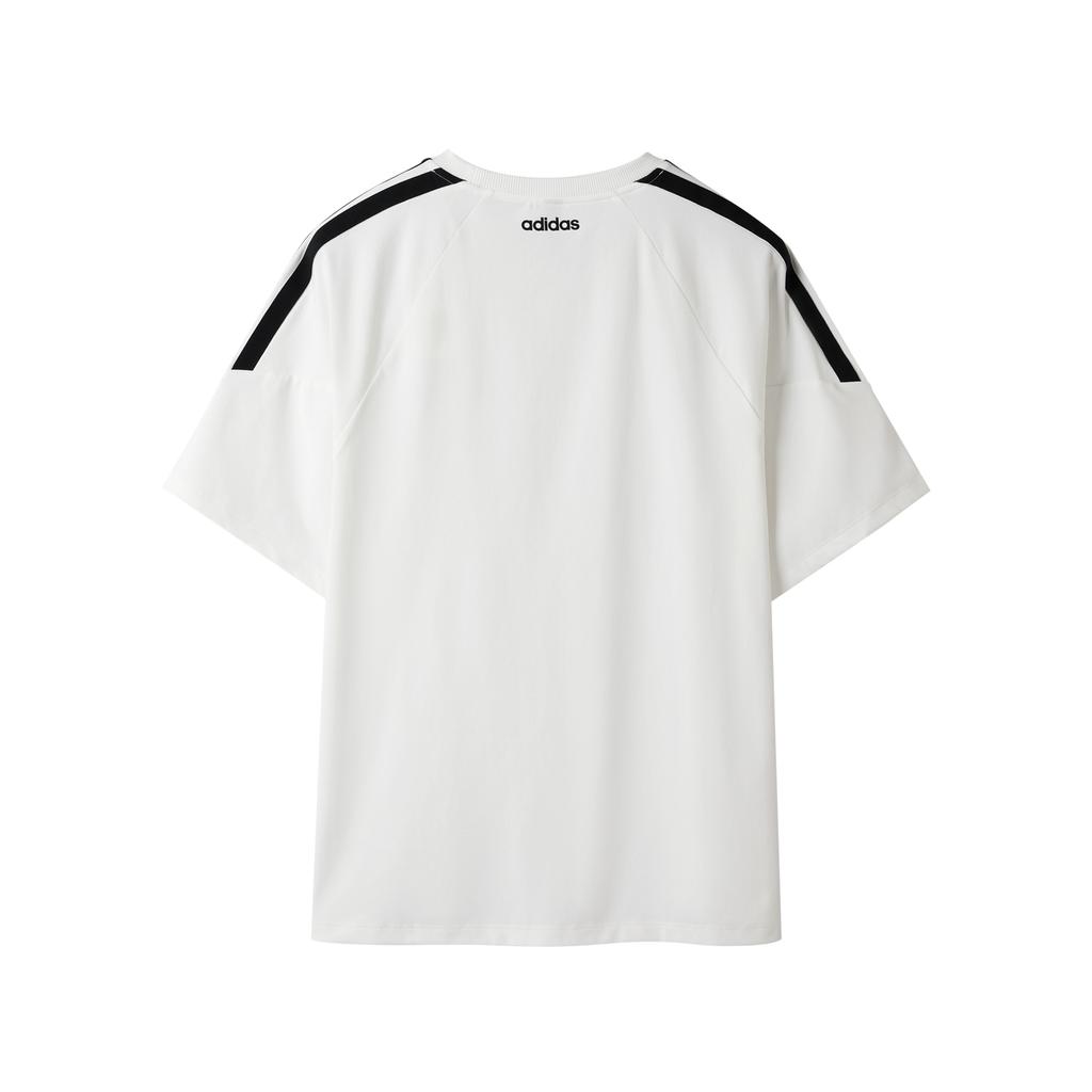 Adidas 3-Stripes Striped Sports Casual Moisture-Wicking Breathable Short Sleeve T-Shirt Unisex Tops White KB8197