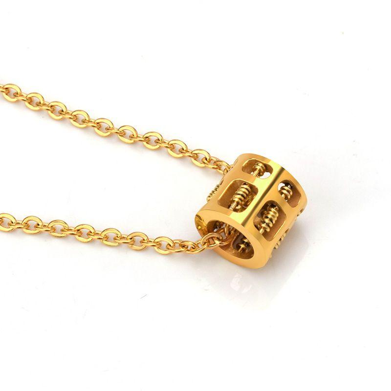 

Titanium Steel Abacus Cylindrical Pendant Necklace Movable Rotating Beads Valentine s Day Birthday Gift Jewelry P0002 Gold (without chain)