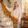 Artificial Pumpkin Sunflower Maple Leaf Garland for Autumn Harvest Festival Halloween Thanksgiving Indoor Outdoor Decor