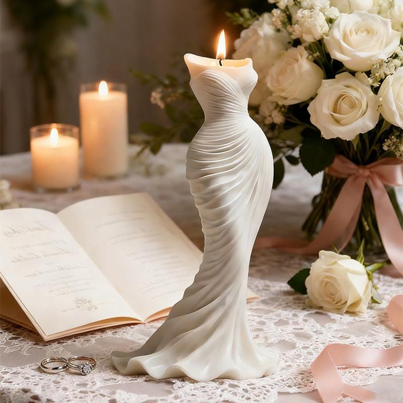 Wedding Dress Candle Mold Bridal Gown Silicone Mold DIY Aromatherapy Wax Plaster Resin Craft Valentine Gift Home Decor