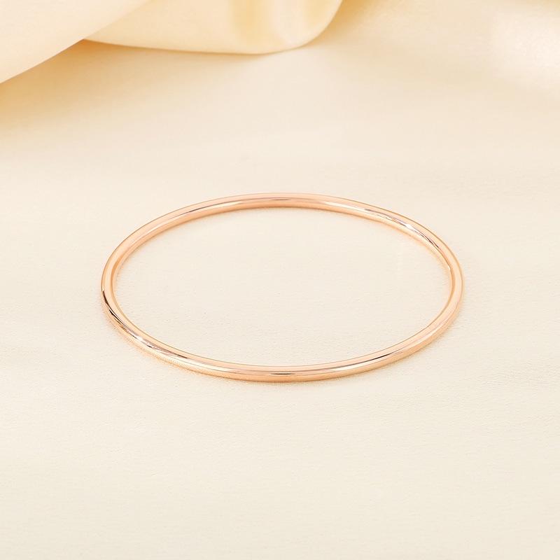 18K Gold-Plated Titanium Steel Stacking Ring and 3mm Round Bangle Bracelet Set for Women