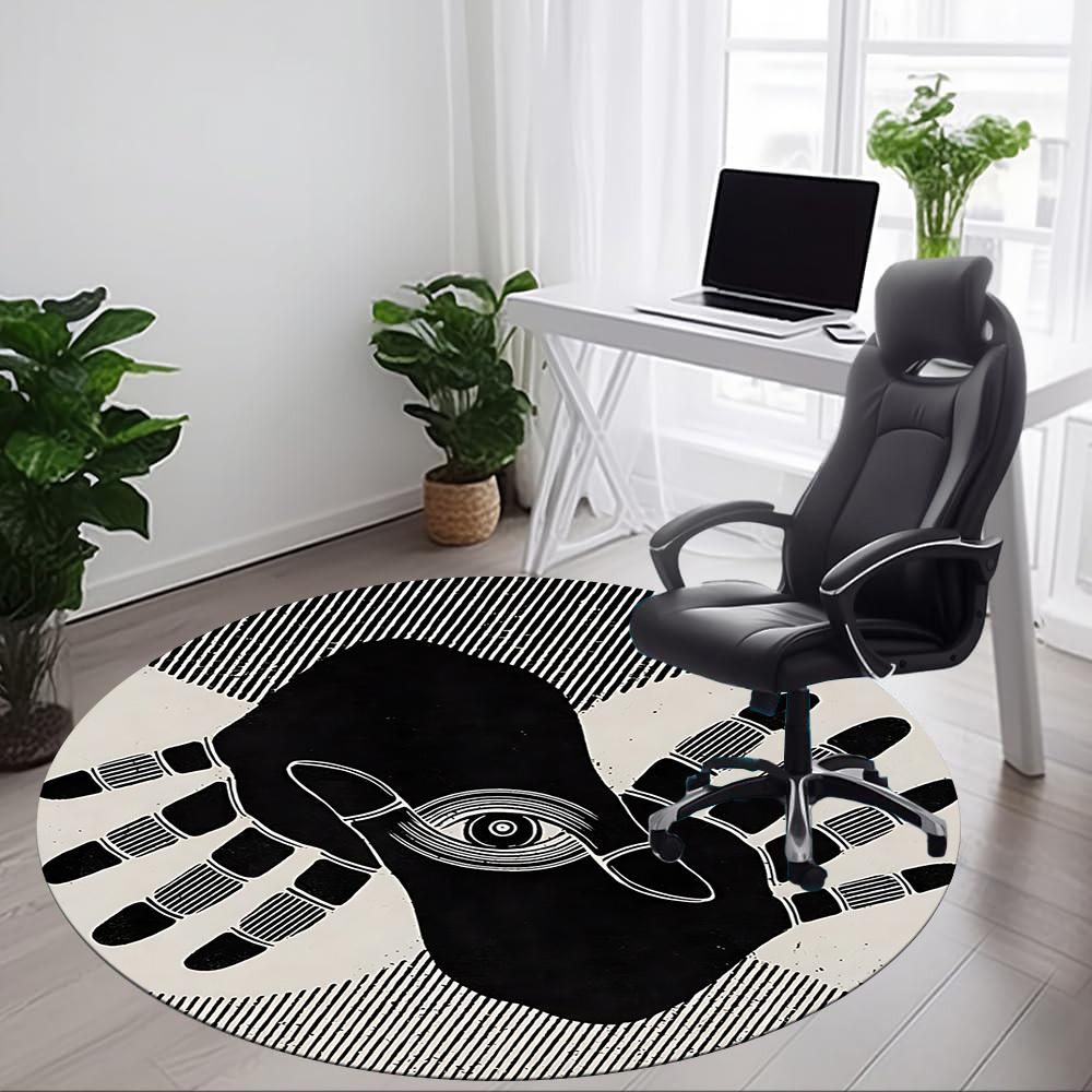 1pc Eyes Hands Office Round Area Rug, Indoor Mat Suitable For Office, Under Office Chairs Bedroom Living Room Home Decor, Room Deco 142