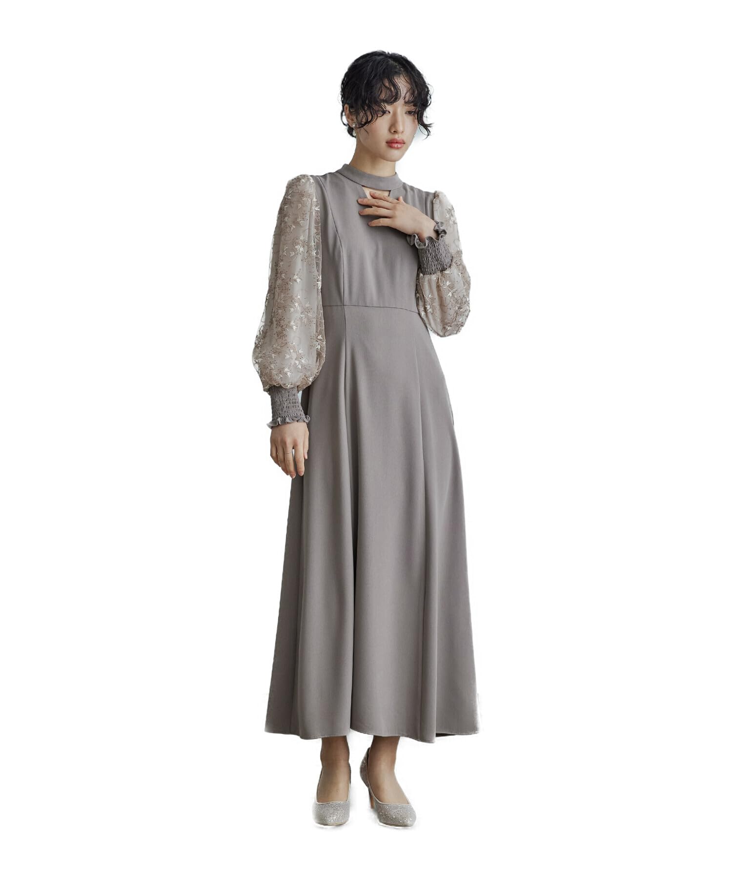 

Платье с вышивкой на рукаве для вечеринки, свадьбы, одно кружевное платье S [niana], Платье, Платье, Штука, Бежевый, бежевый