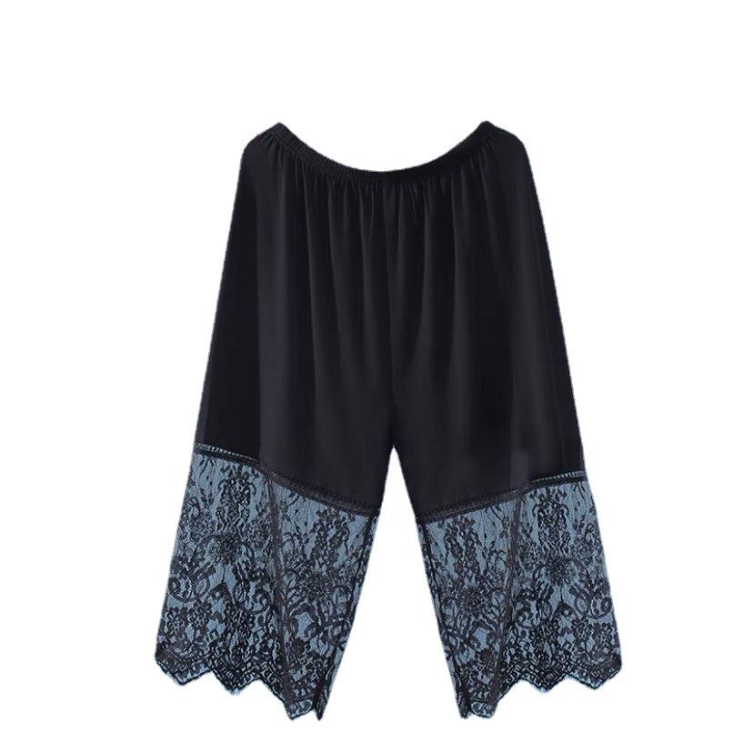 Leggings Hanfu Corti 7/10 da Donna in Pizzo e Pile - Strato Interno Caldo Stagionale Anti-esposizione