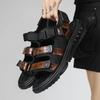 Fashion Italian Men Casual Leather Sandals2025New Breathable Waterproof Beach Shoe Outdoor Non-slip Thick-soled Sandals Minimalist Shoes