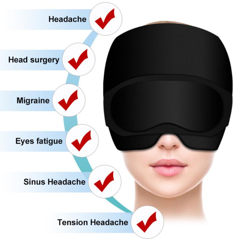 Gel Ice Headache Migraine Relief Hat Cold Compress Therapy Cap Ice Head Wrap Pack Eye Mask For Pressure Relieve Pain Ice Hat