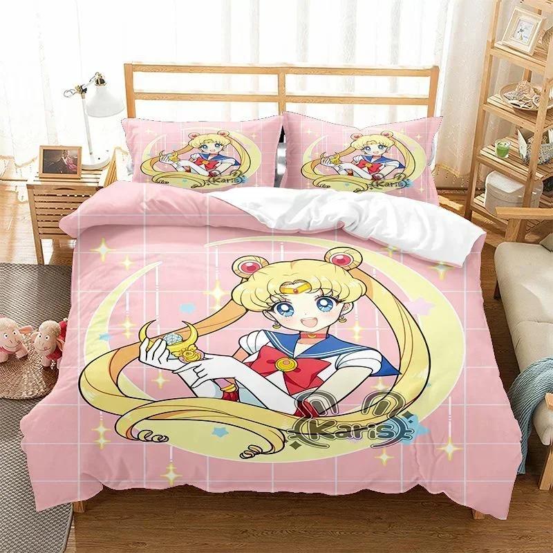 

Comforter Sailor Moon Bedding Set Cosplay Cartoon Anime Decor Bed Spead Bedroom Bedding Suit Xmas Gift Comforter (quilt)-EU Single(135*200cm)3pcs