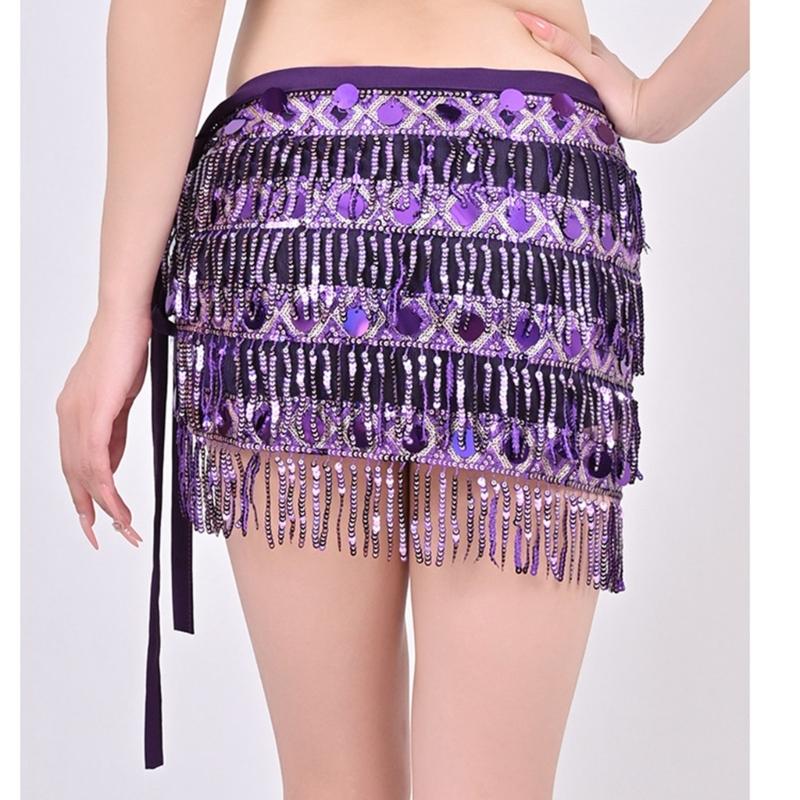 Belly Dance Hip Scarf With Detachable Fringe Skirt Adjustable Waist Chain For Performances And Practice