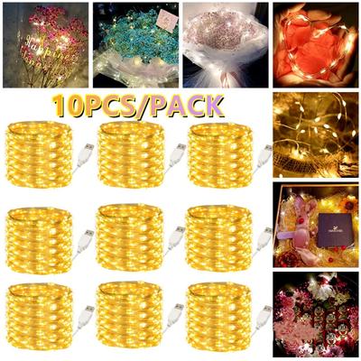 10 ADET/lot Renkli USB LED Dize Işık Bakır Tel Peri Garland Işık Noel Düğün Partisi Tatil Açık Hava Kamp Aydınlatması