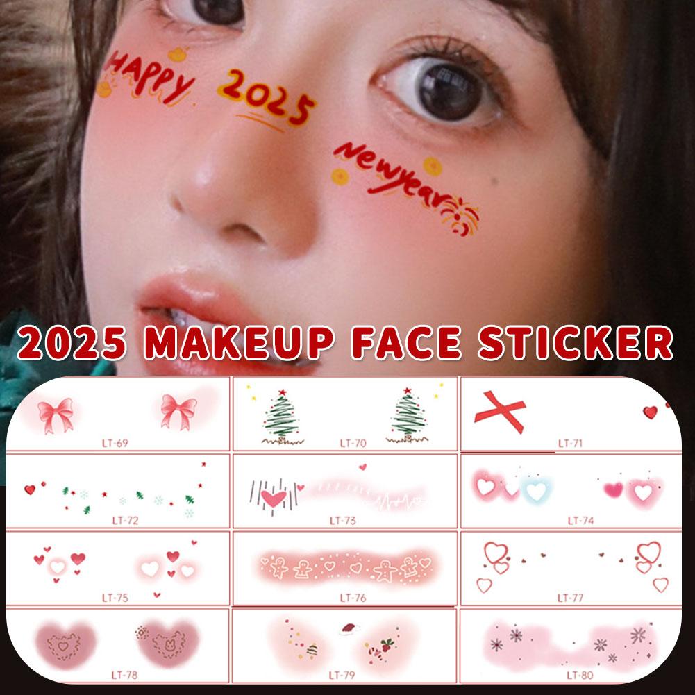 2025 Spring Festival Makeup Face Sticker Temporary Face Waterproof Stickers Cute Sticker Tattoo H3J6