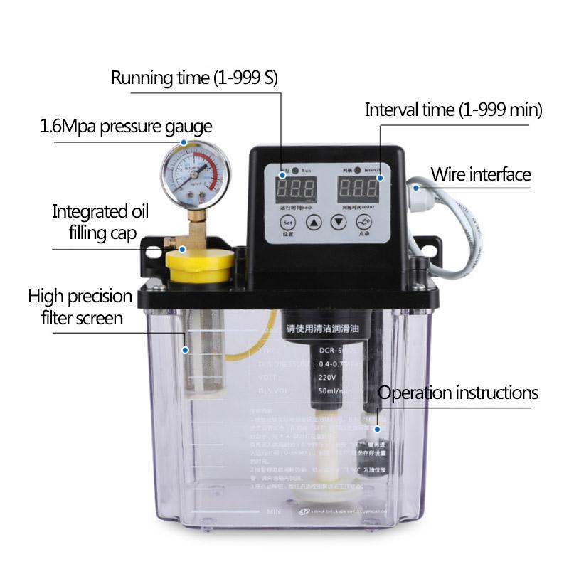 1 pz 0,5L Pompa Lubrificante Pompa Olio Lubrificante Automatica Pompa di Lubrificazione Elettromagnetica CNC Lubrificatore