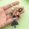 Pretty Rose Red Bag Lips Flamingos Lipstick Enamel Keychain Lovely Heart Animals Key Ring For Women Girls Handmade Jewelry Set