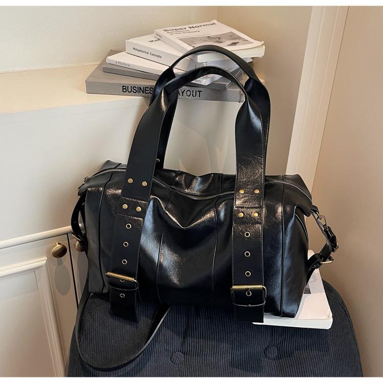 Large capacity fashionable retro tote bag women's 2025 new trend belt personalized versatile shoulder messenger bag