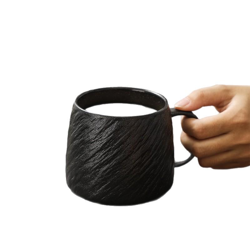 Large Stone Pattern Black & White Ceramic Mug for Home, Girls, Couples, and Coffee for Breakfast