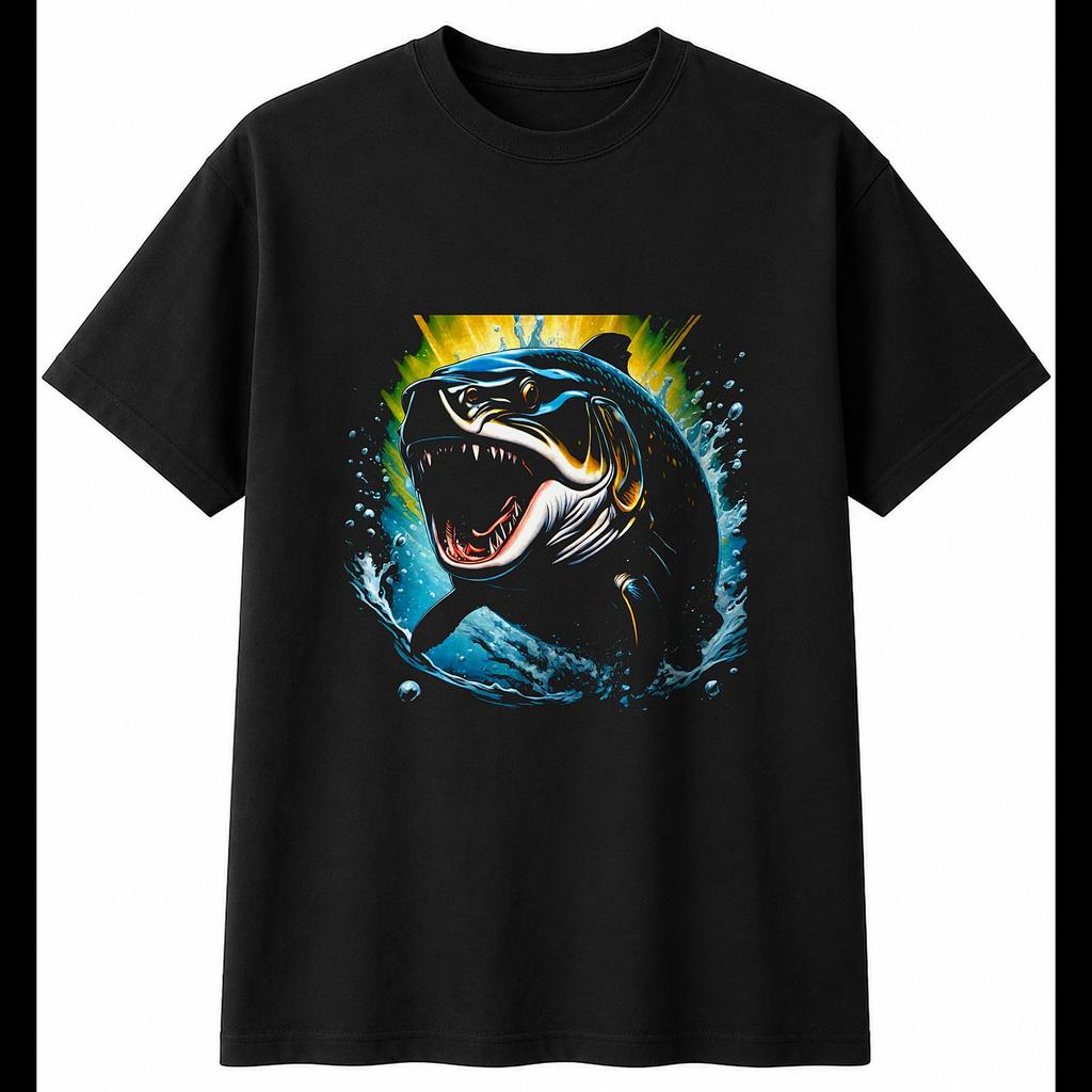 Airbrush Chub in Water Sea Ocean Mens T-Shirt Black 100% Cotton Marine Nature