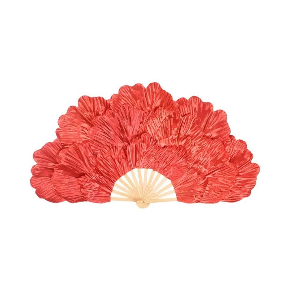 

Многослойный веер для Янко, бамбуковый каркас, складной веер с цветком, веер для танца «лепесток пиона», подарок 85CM Left Hand красный