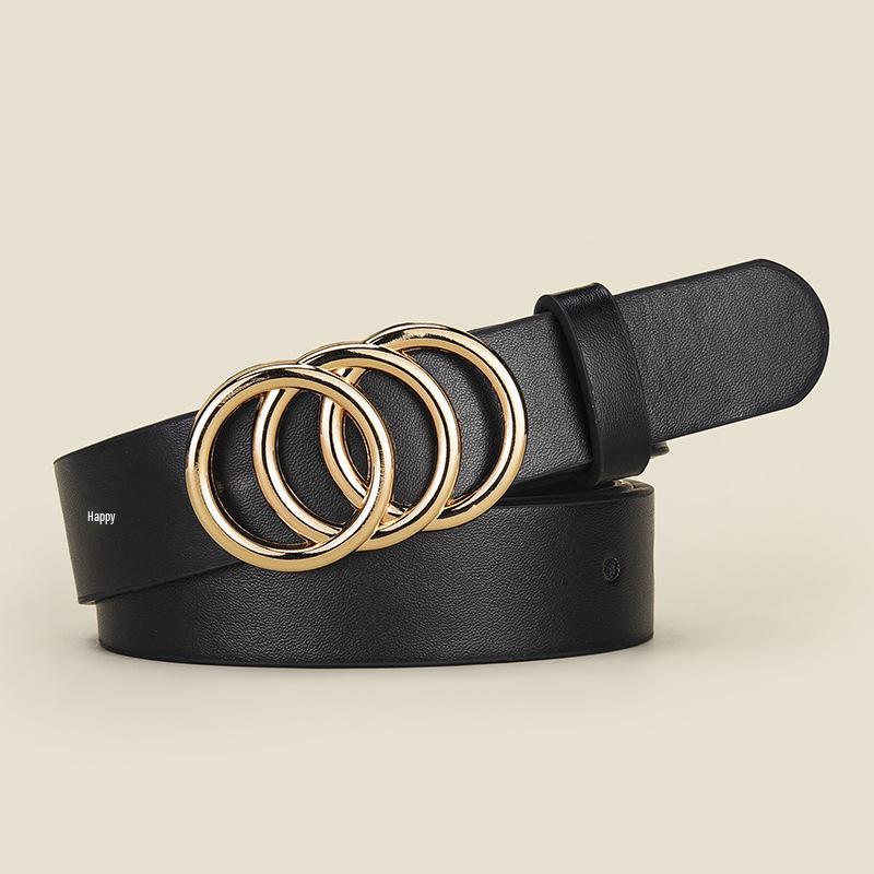 Cintura da Donna in Ecopelle PU con Fibbia Rotonda in Lega - Accessorio Casual Versatile