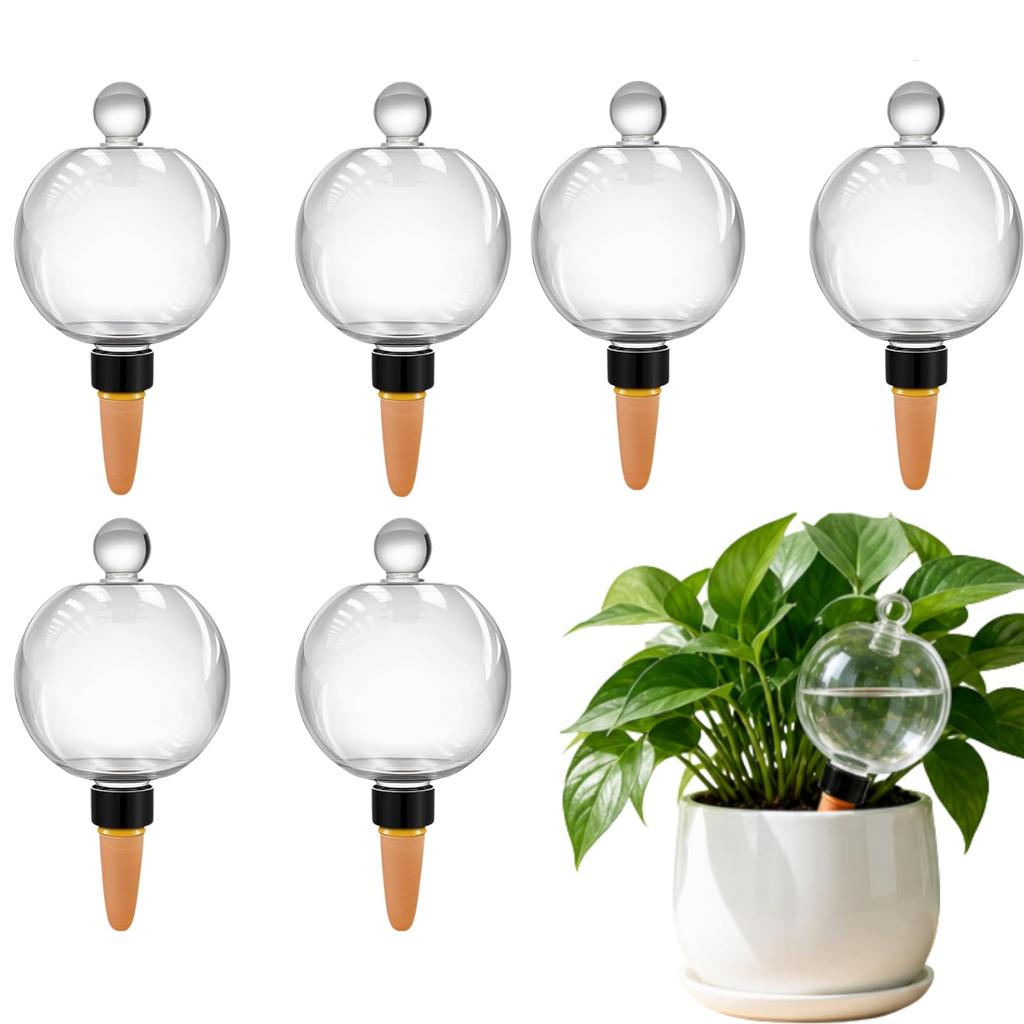Self Watering Globes for Plants 6 Pack - 750ml Large Capacity Automatic Slow Release Plant Waterer Bulbs for Indoor Outdoor Potted Plants, Vacation P