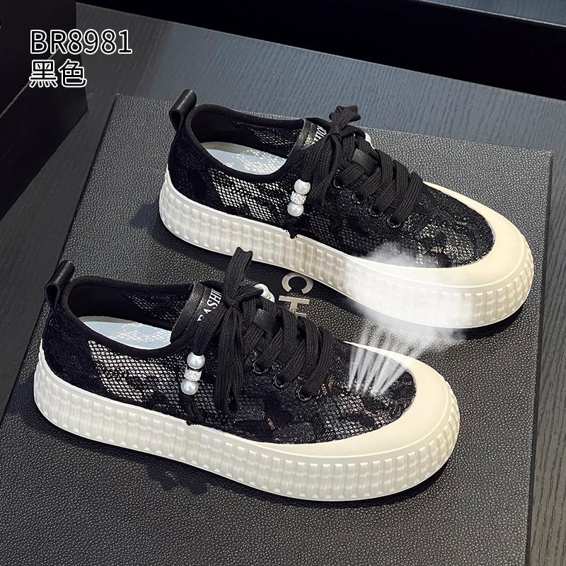 Thick-soled lace fisherman shoes summer new mesh breathable board shoes small fragrant wind thin biscuit shoes