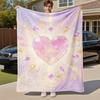 1pc Crystal Heart Outdoor Flannel Blanket Soft Warm All-Season Throw for Sofa Bed Car Camping Office, Cozy Gift Idea1254S
