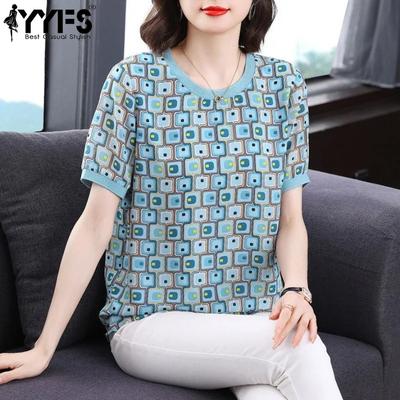 Damenmode Casual Sommer Frühling Kurzarm O-Ausschnitt Blusen & Hemden