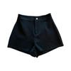 Black High-Waist Elastic A-Line Shorts for Women - Slim Fit, Pure Cotton, Hot Pants