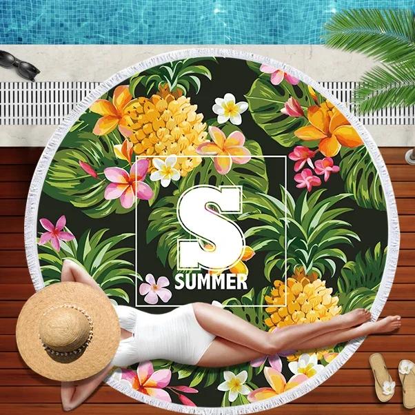 Carton Pineapple Round Beach Towel Tassel Bohemian Flamingo Large Blanket Picnic Yoga Mat travel Boho Tablecloth Beach towel