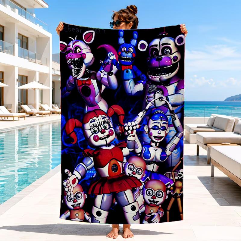 Fnaf Character Collage Beach Towel, Microfiber Beach Towel, Perfect For Pool, Beach, Travel, Home Decor Beach Party Fan gifts