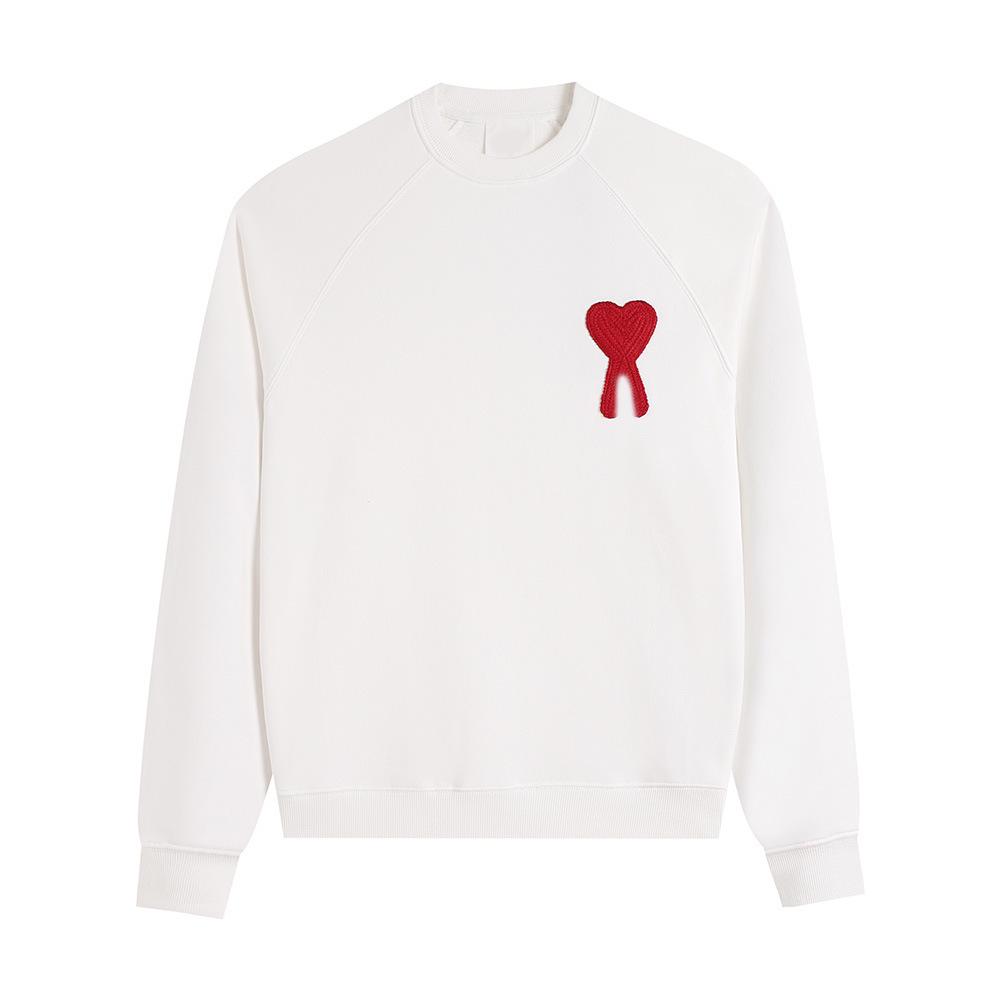 Sweat à capuche au crochet pour automne-hiver, unisexe, avec broderie en forme de cœur, manches longues, col rond.