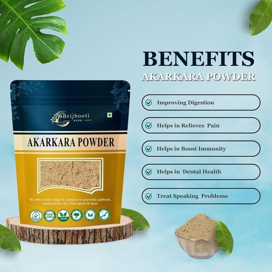 BIRJU MAHAVIR 200 g prášku Akarkara - Prášek z kořene Pellitory (Anacyclus Pyrethrum), Přírodní (BMPL-521)