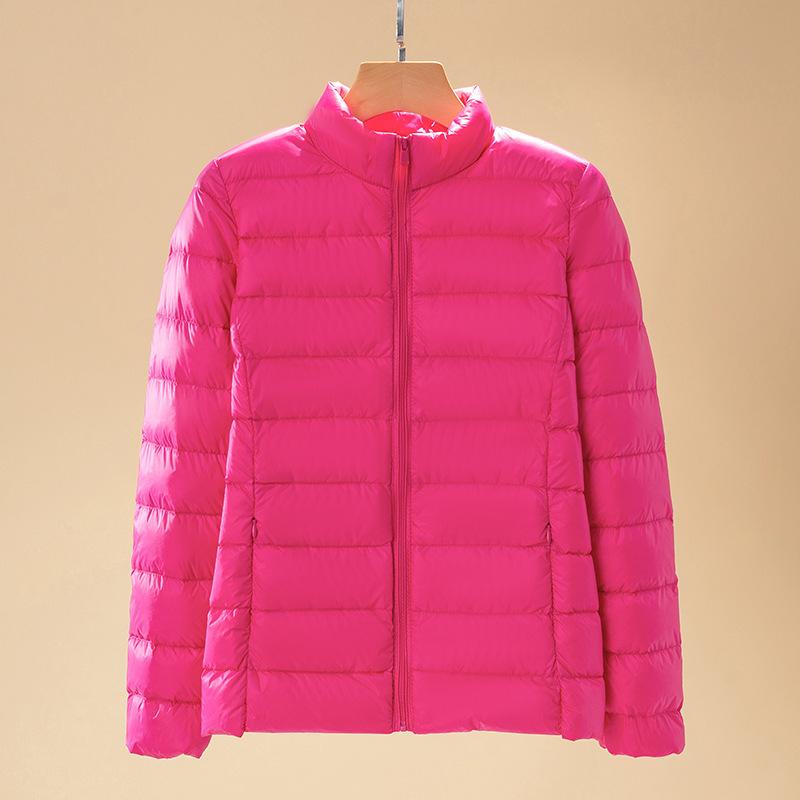 New light and thin stand-up collar down jacket women's short light and large size slim white duck down autumn and winter jacket