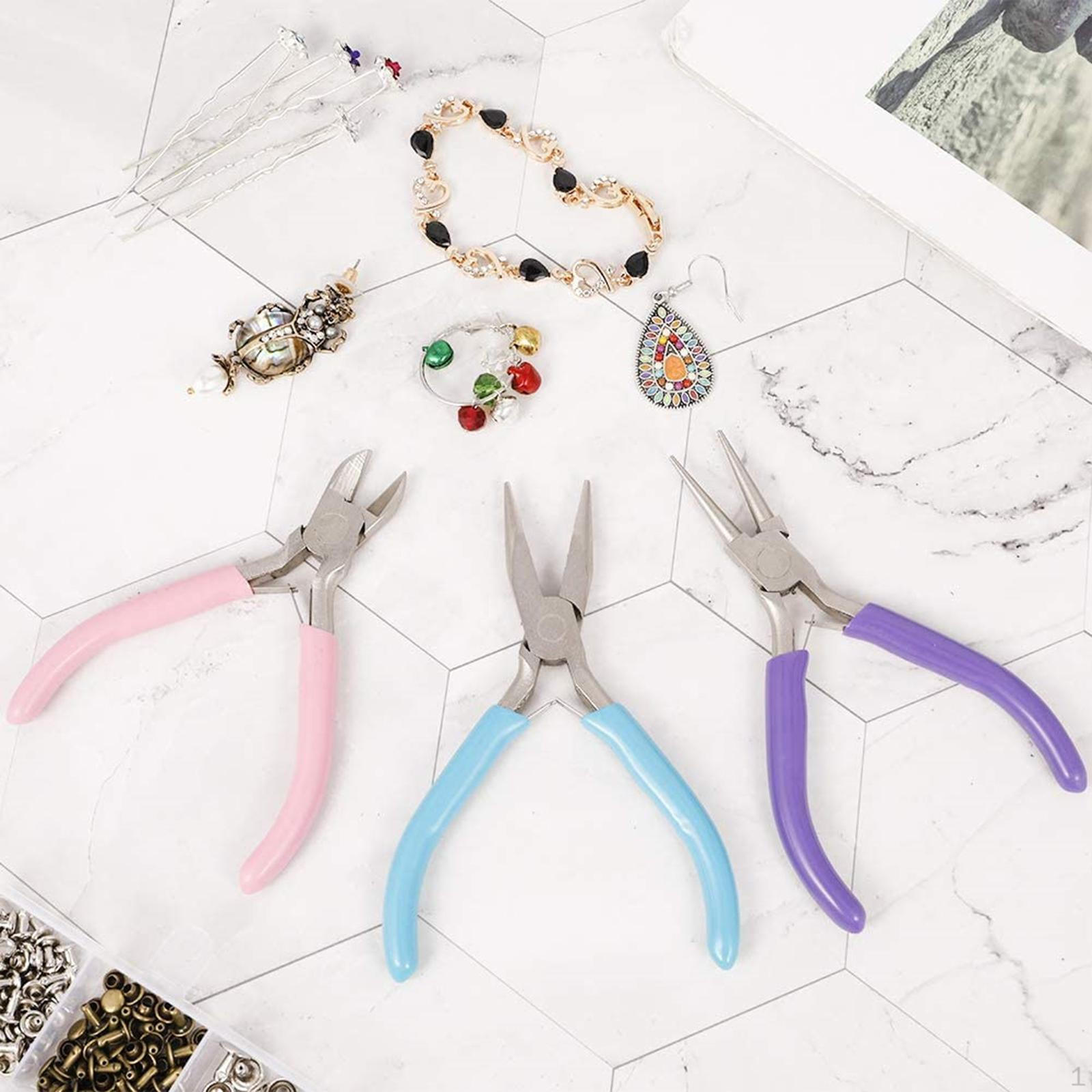 Set of 3-piece Jewelry Pliers Mini Pearl Clips Round Nose Tools