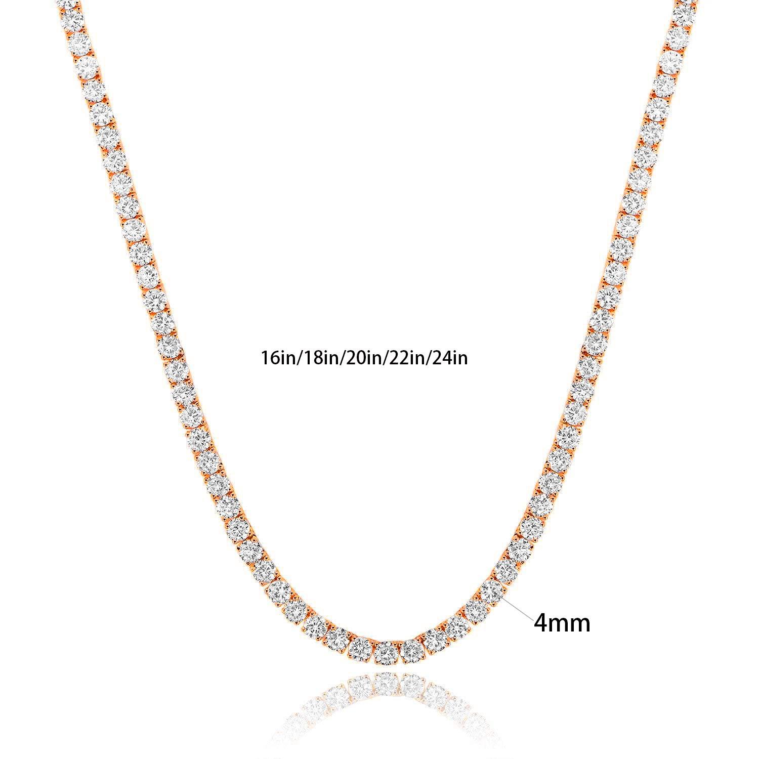

A new 4mm plated 18K gold and copper inlaid zircon tennis necklace neck chain fashion trend, popular 16inch