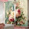 2pcs Pink White Floral Curtains   Large Blossoms with Green Leaves Blue Flowers Light Background for Living Room Bedroom
