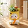 Decorative Resin Flowerpot Holding Pen Cat Planter Pot, Shaped Flowerpot, Office Desk Succulents Plants Container for Home Balcony Flower Pot