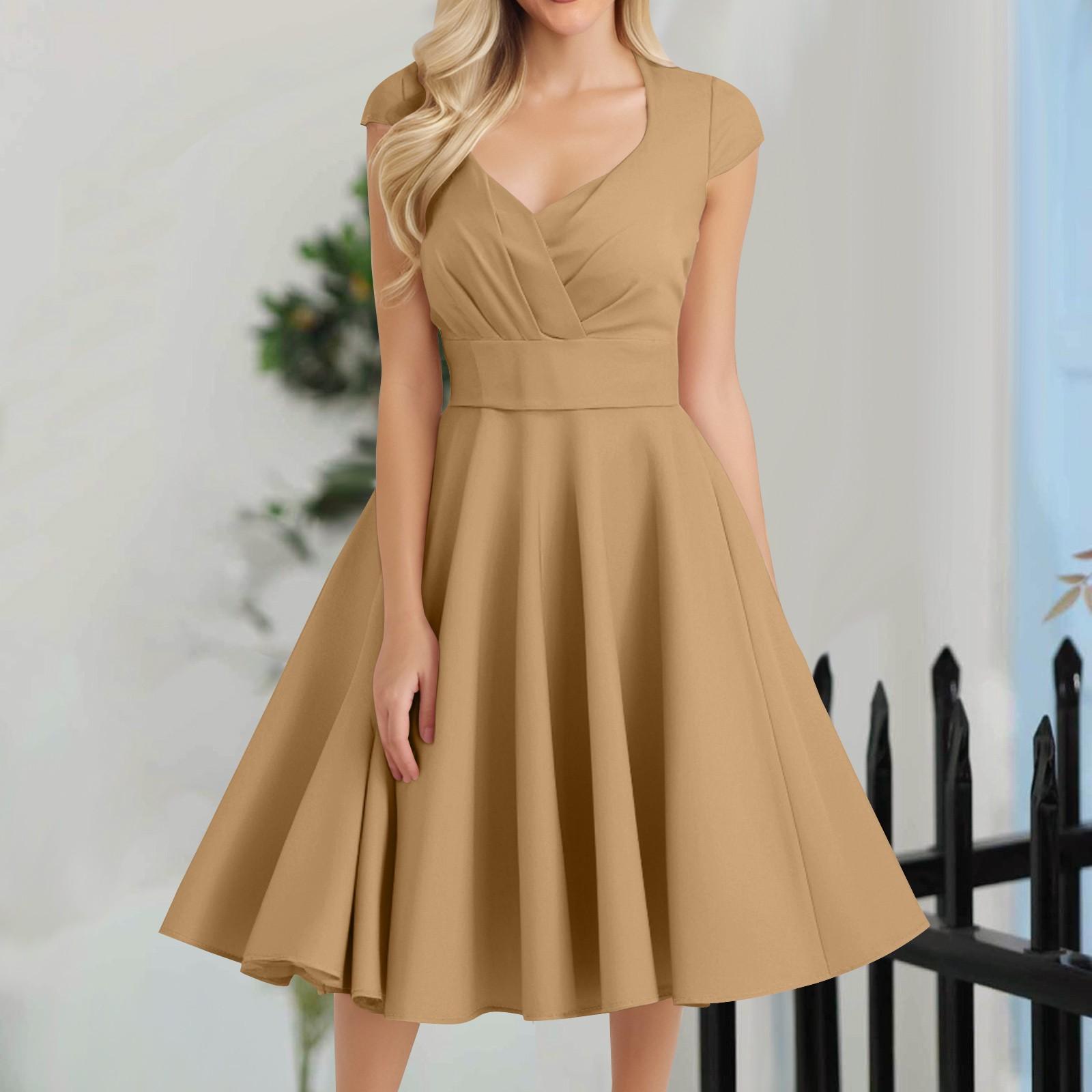 

Женское повседневное модное платье средней длины с V-образным вырезом без рукавов с однотонным принтом XXL